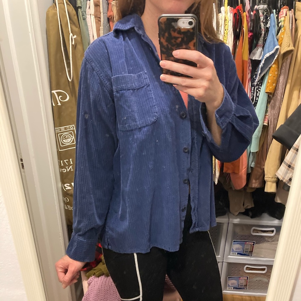 Vintage 90s blue corduroy distressed shacket
